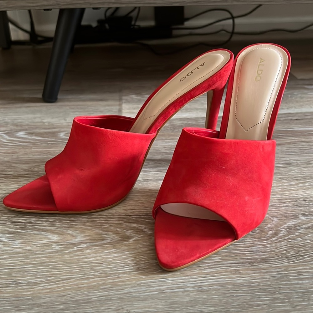 ALDO Red Suede Heels - Size 8